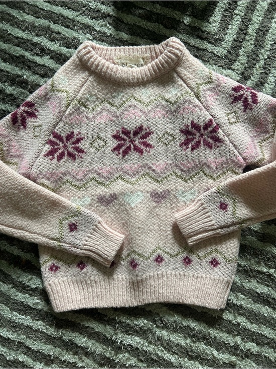 btween Sweaters - Soft Pink Fair Isle Toddler Sweater